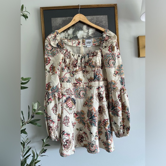 $725 Autumn Adeigbo Women's Beige Catira Puff-Sleeve Bustier Mini Dress sz 6 NEW - Picture 3 of 12